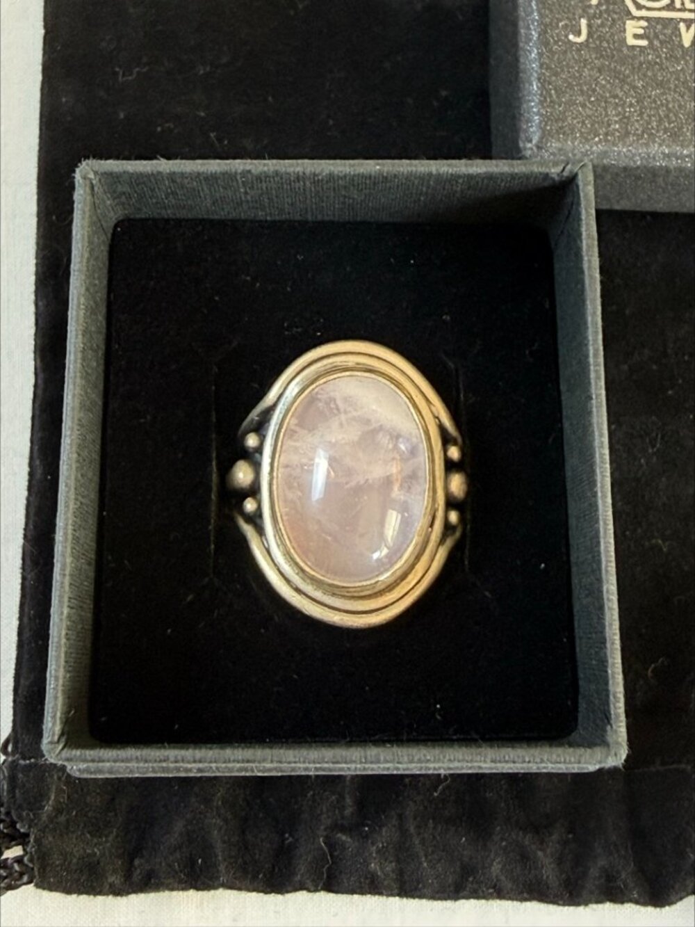 Acid Queen OOAK Warrior Ring Rose Quartz Pink Sterling Silver Handmade Size 6